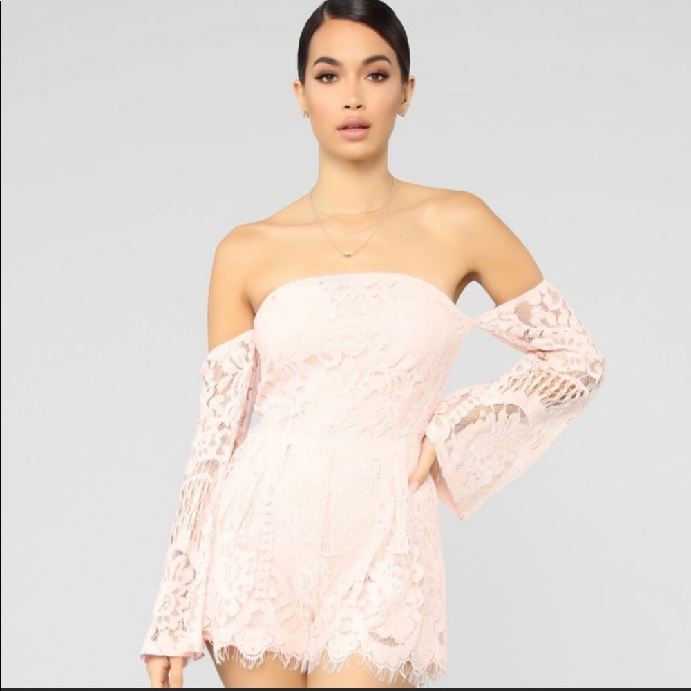 Fashion Nova pink lace romper